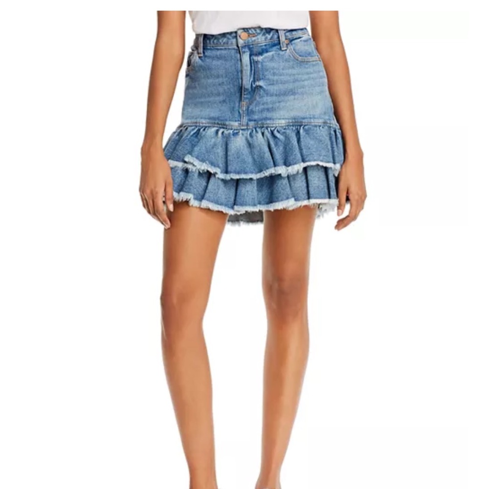 Alice & Olivia worn once Denim Ruffle Skirt